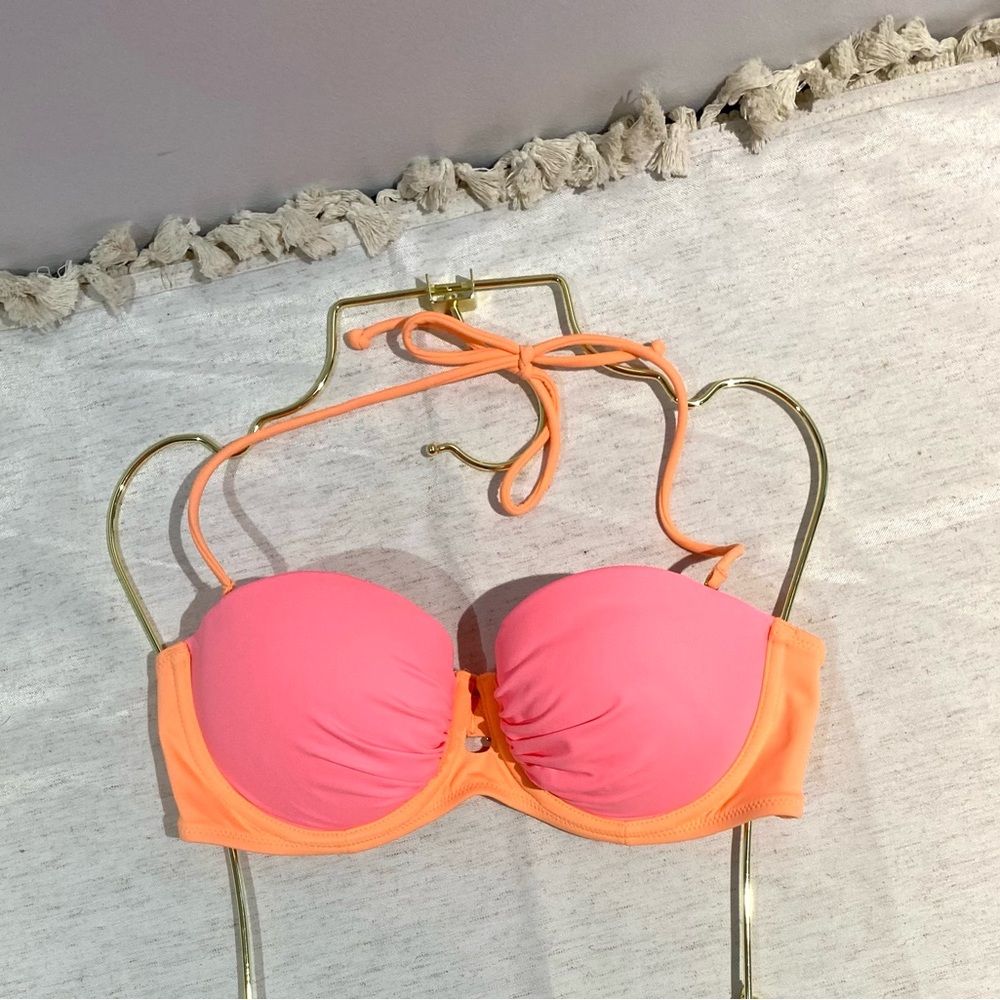 NWOT - Victoria's Secret Pink and Orange Push-up Bikini Top